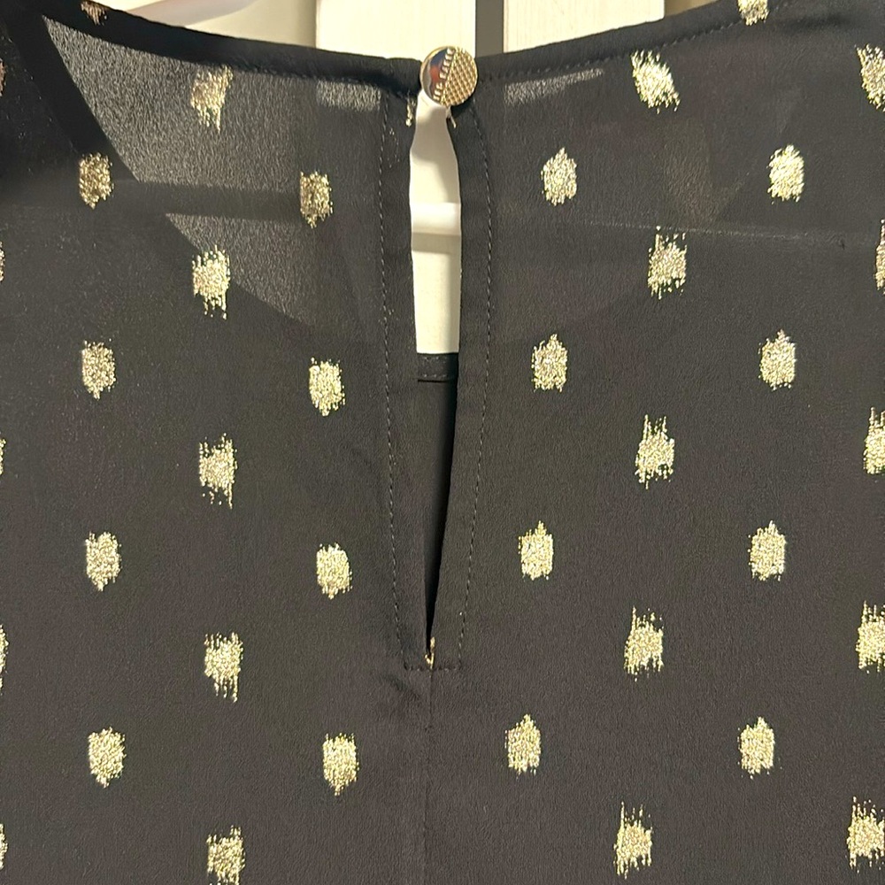 EUC [Ted Baker] Naiomy Black/Silver Flecked Wrap Printed Blouse Top Womens Sz 2 - Picture 5 of 11